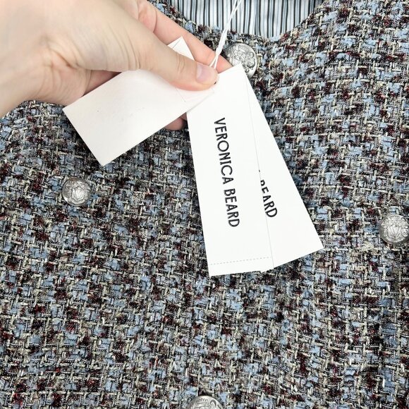NWT Veronica Beard Ferazia Metallic Tweed Jacket in Silver Multi - Picture 8 of 11
